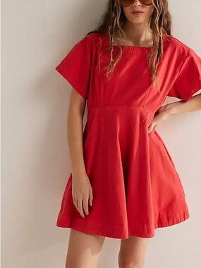 Free People Breezy Chic Red Mini Dress